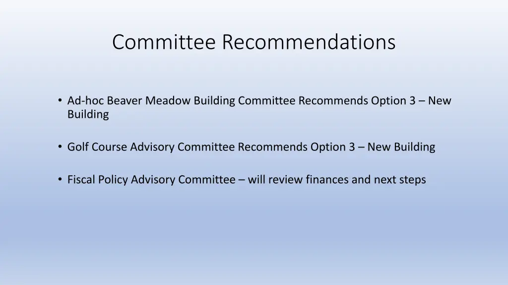 committee recommendations