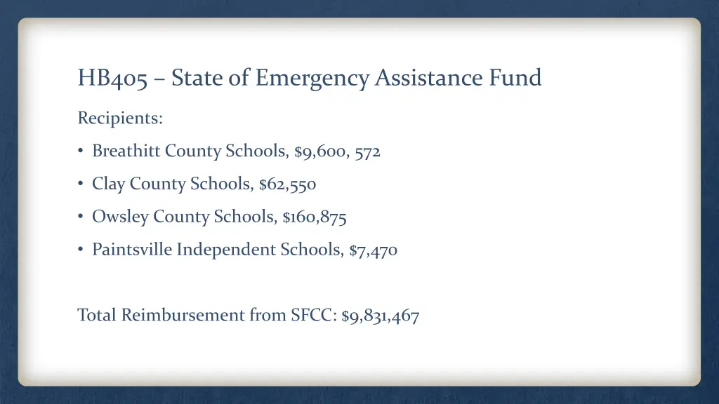 hb405 state of emergency assistance fund 1