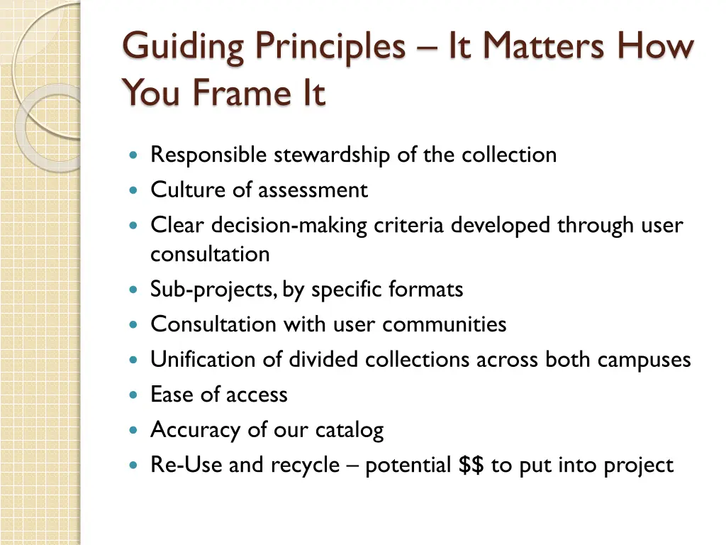 guiding principles it matters how you frame it