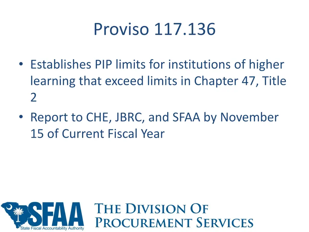proviso 117 136
