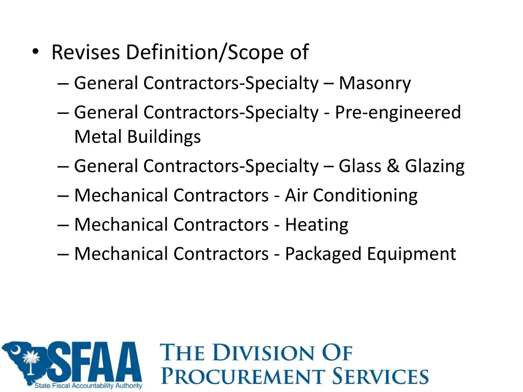 revises definition scope of general contractors