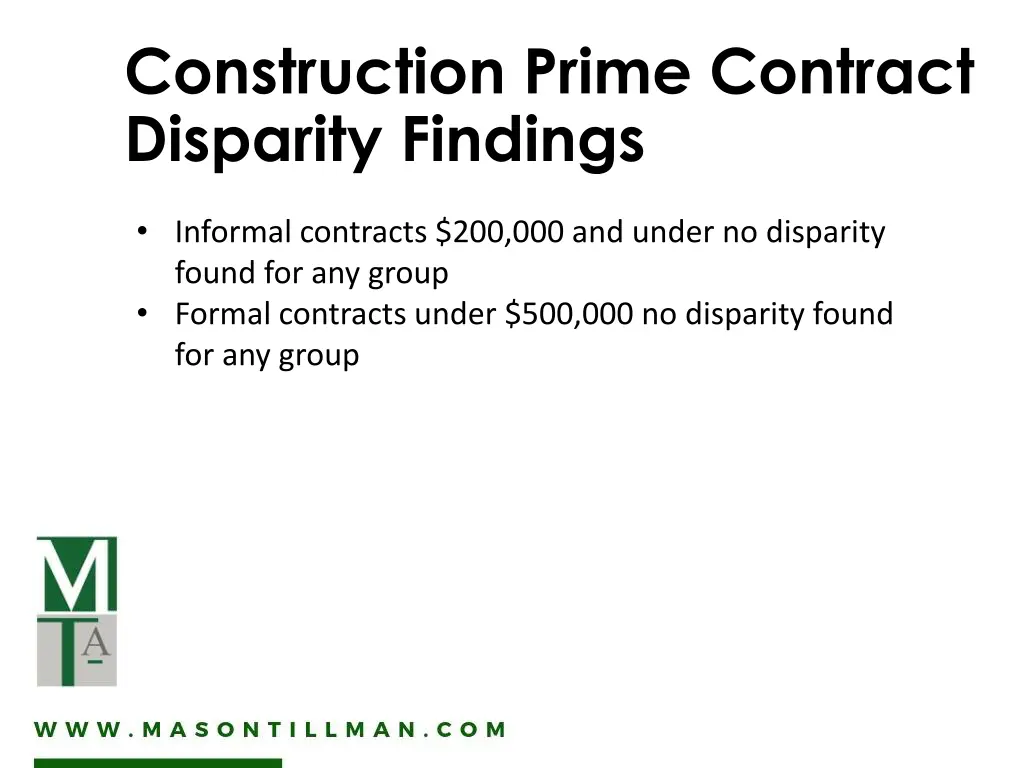construction prime contract disparity findings