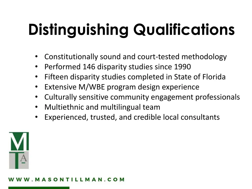 distinguishing qualifications