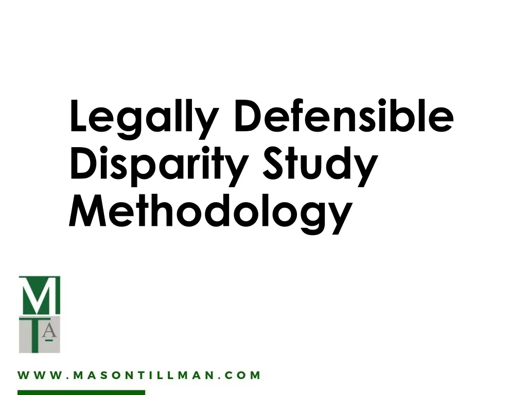 legally defensible disparity study methodology
