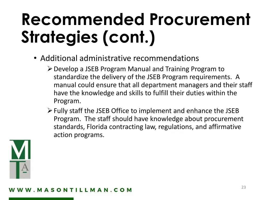 recommended procurement strategies cont 1