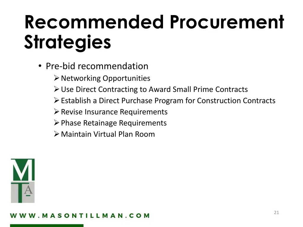 recommended procurement strategies