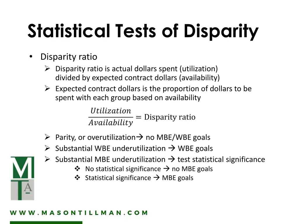 statistical tests of disparity