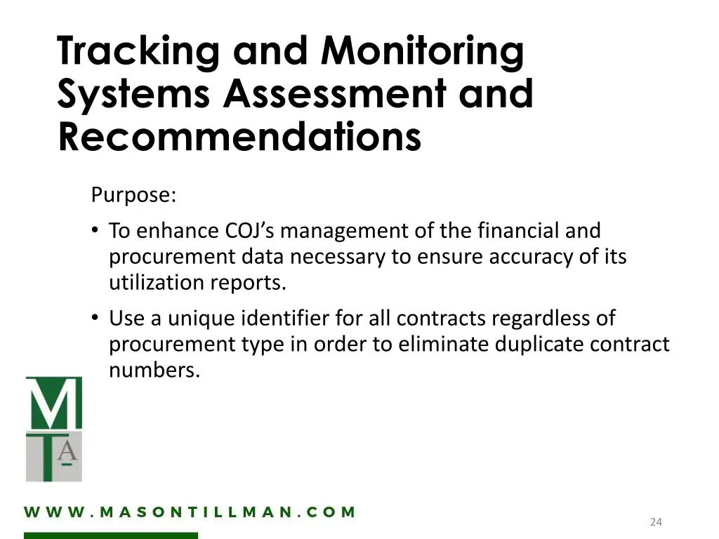 tracking and monitoring systems assessment