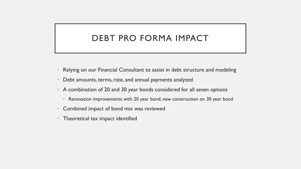 debt pro forma impact