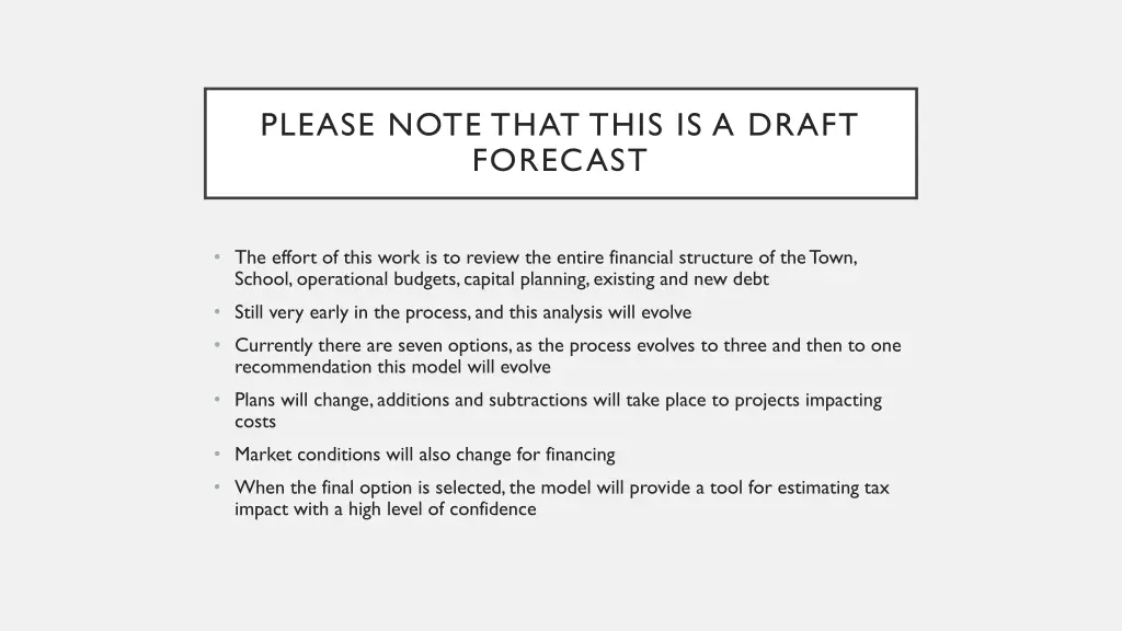 please note that this is a draft forecast