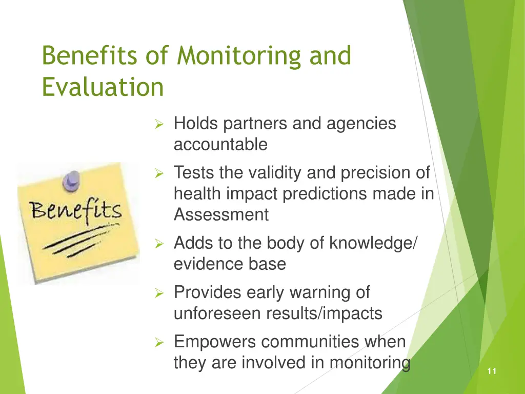 benefits of monitoring and evaluation
