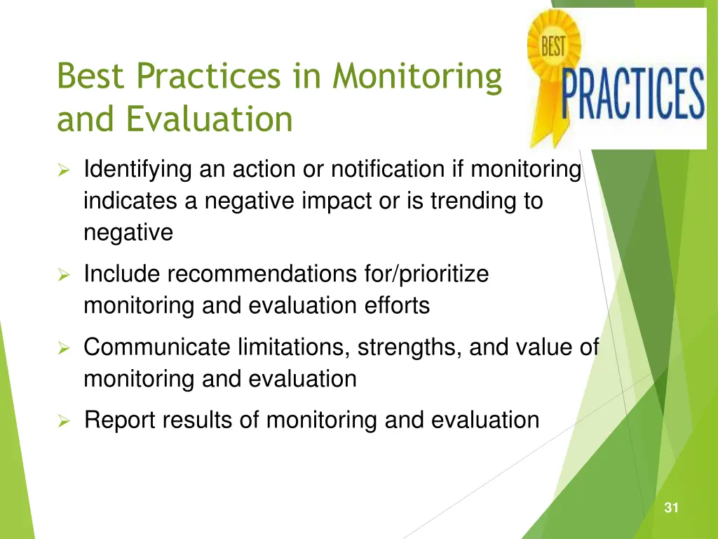 best practices in monitoring and evaluation 3