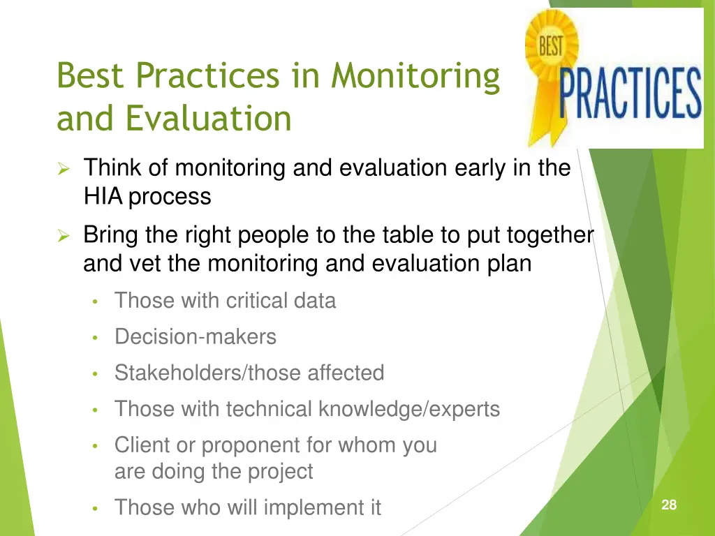best practices in monitoring and evaluation