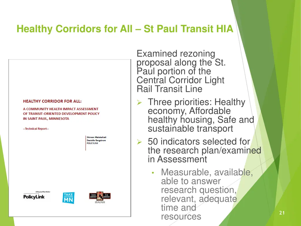 healthy corridors for all st paul transit hia