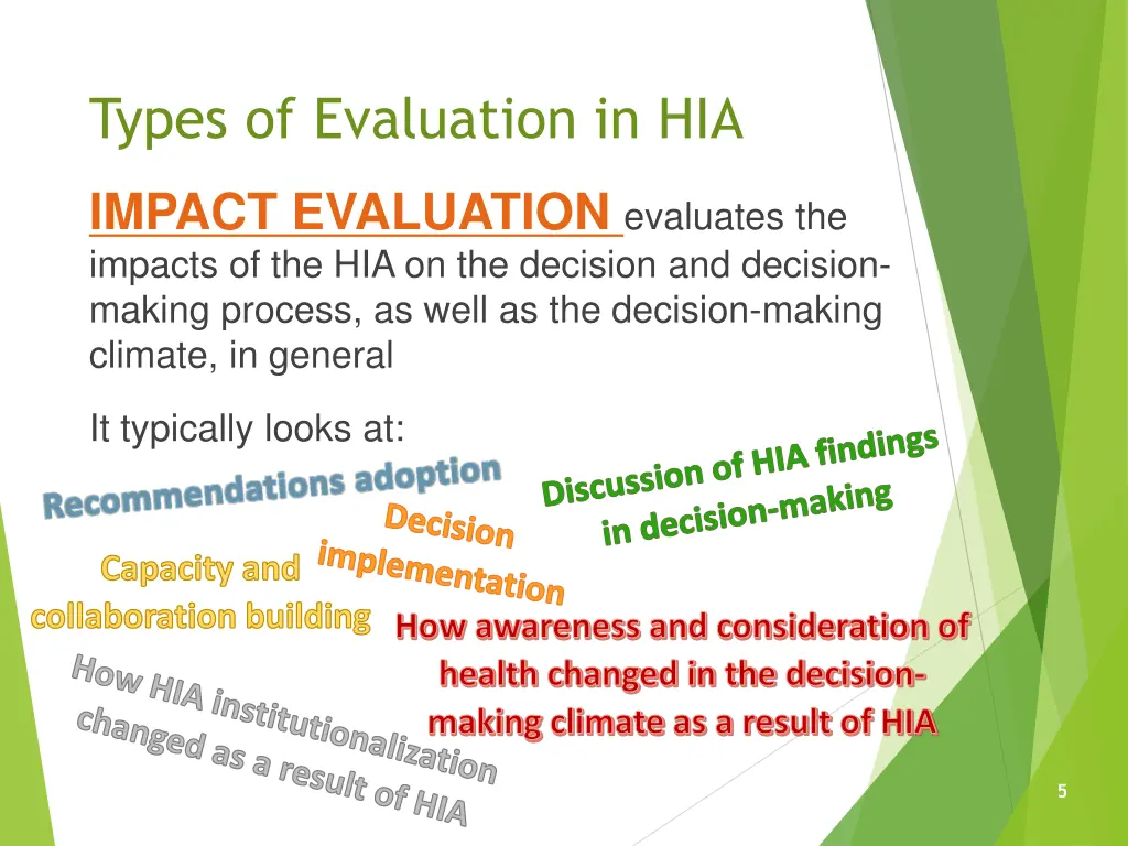 types of evaluation in hia 1