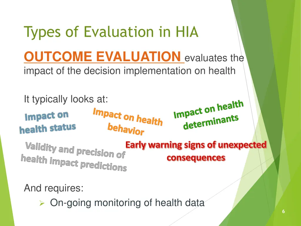 types of evaluation in hia 2