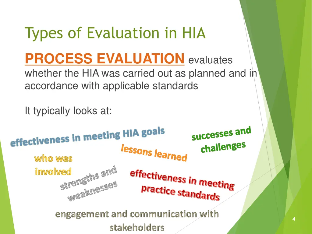 types of evaluation in hia