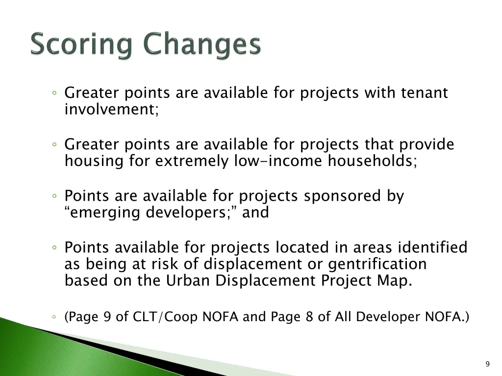 greater points are available for projects with