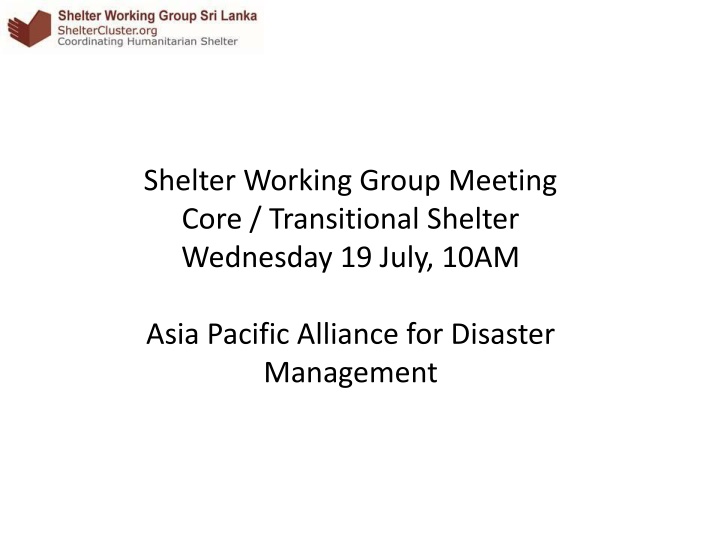 shelter working group meeting core transitional