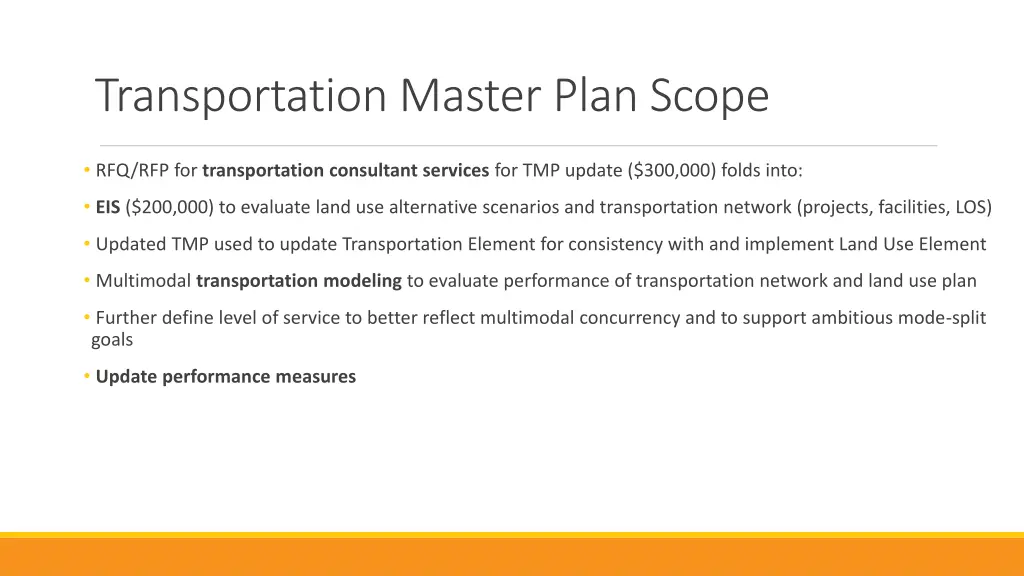 transportation master plan scope