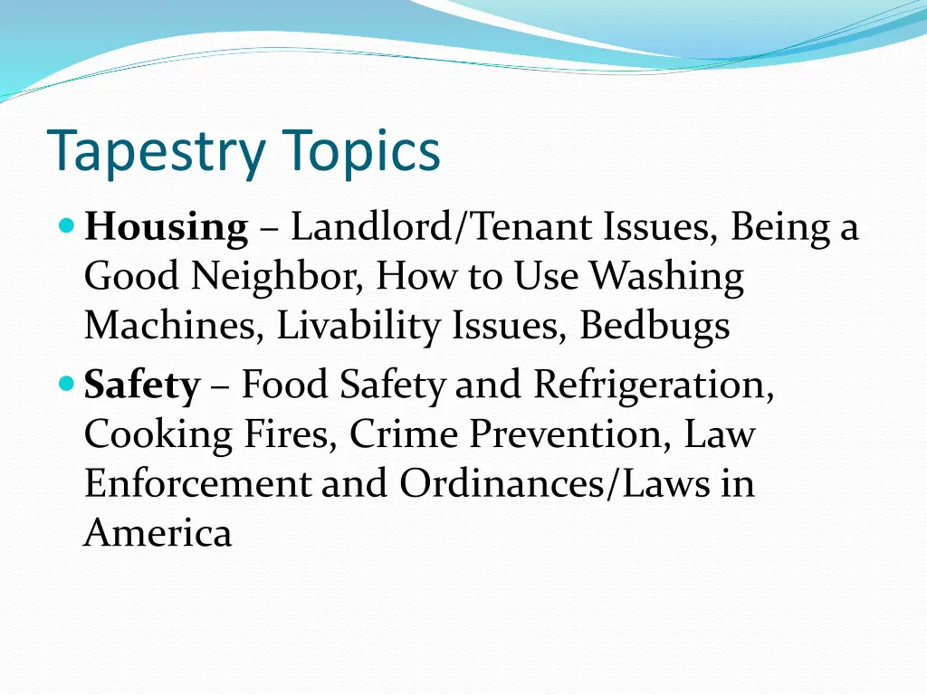 tapestry topics 1