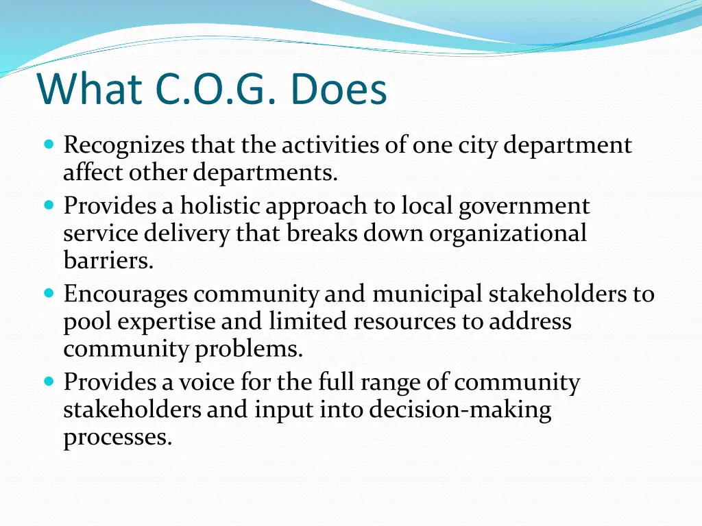 what c o g does