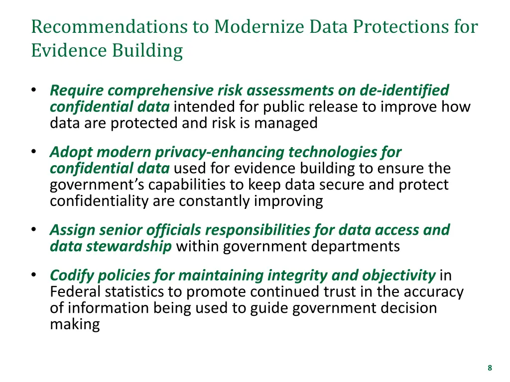 recommendations to modernize data protections