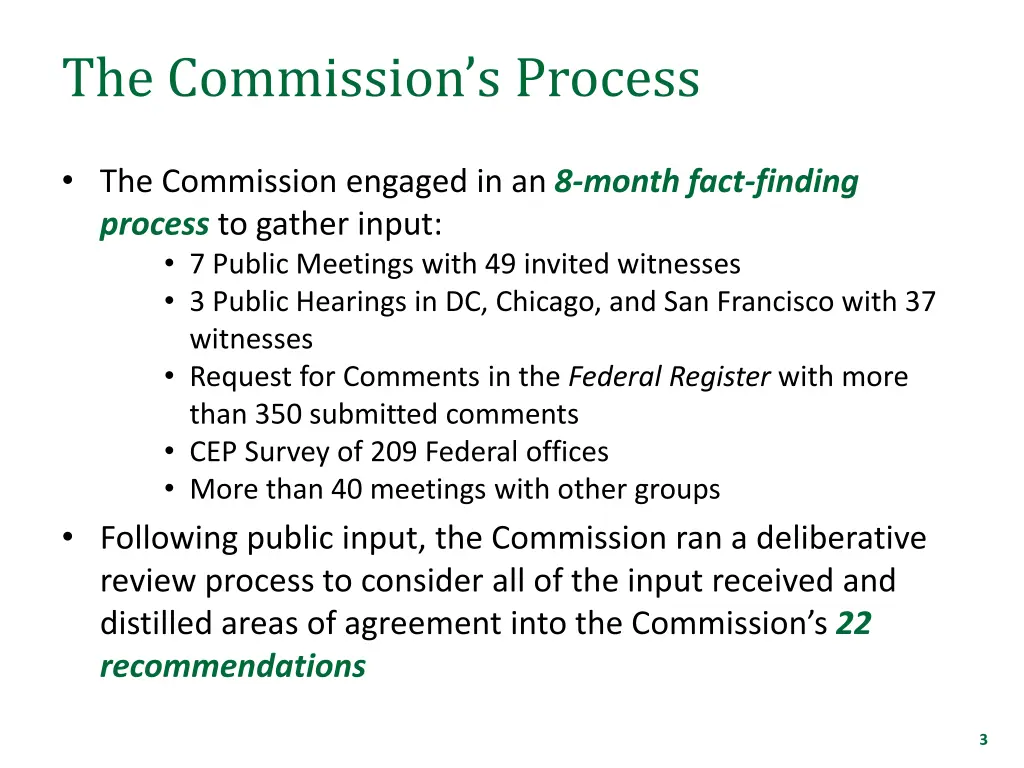 the commission s process