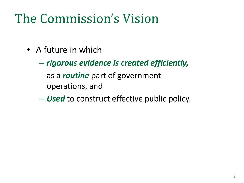 the commission s vision