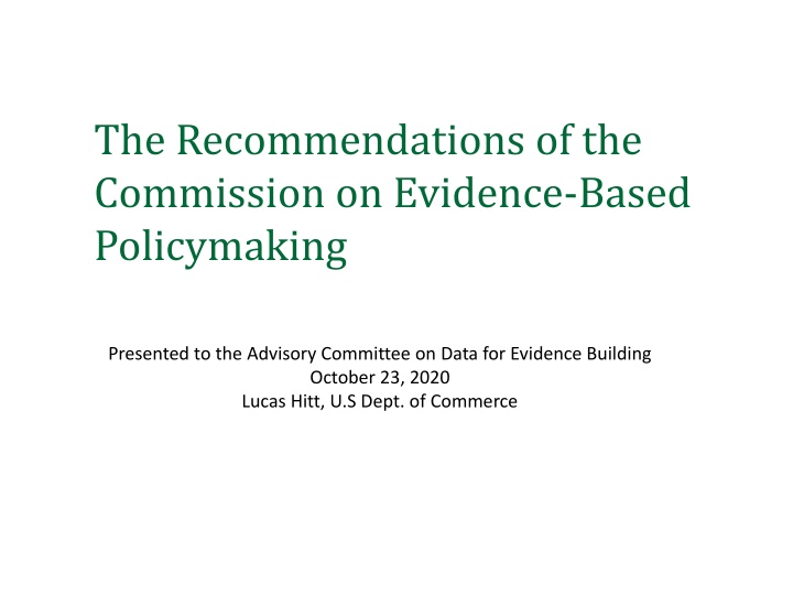 the recommendations of the commission on evidence