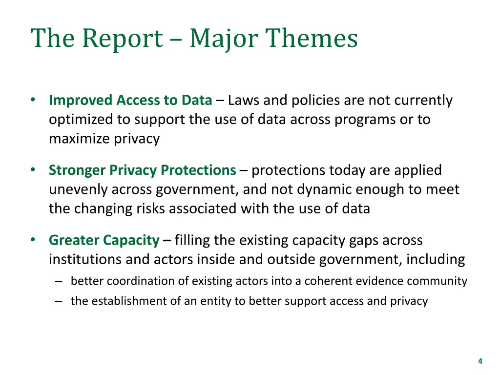 the report major themes