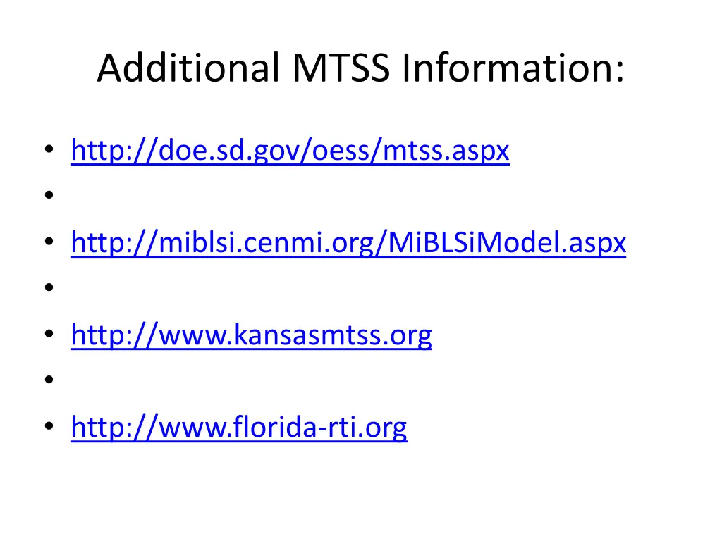 additional mtss information