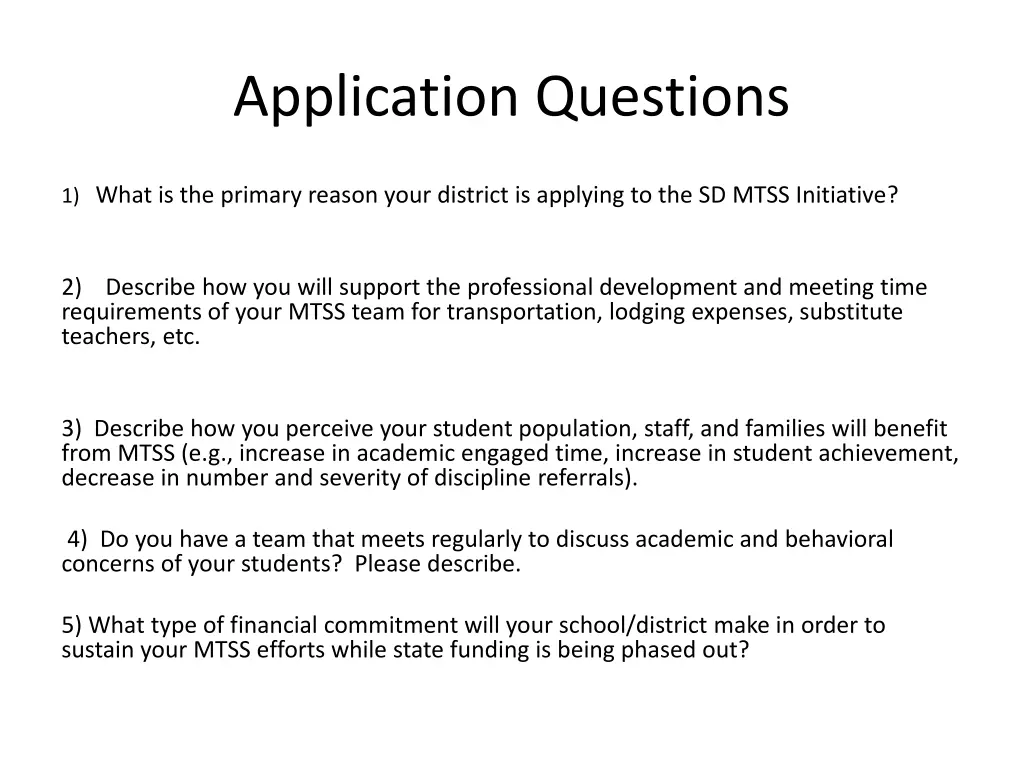 application questions