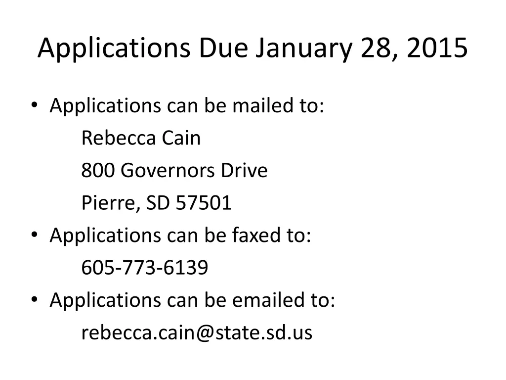applications due january 28 2015