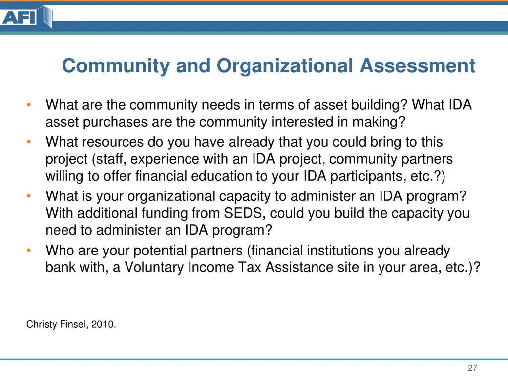 community and organizational assessment