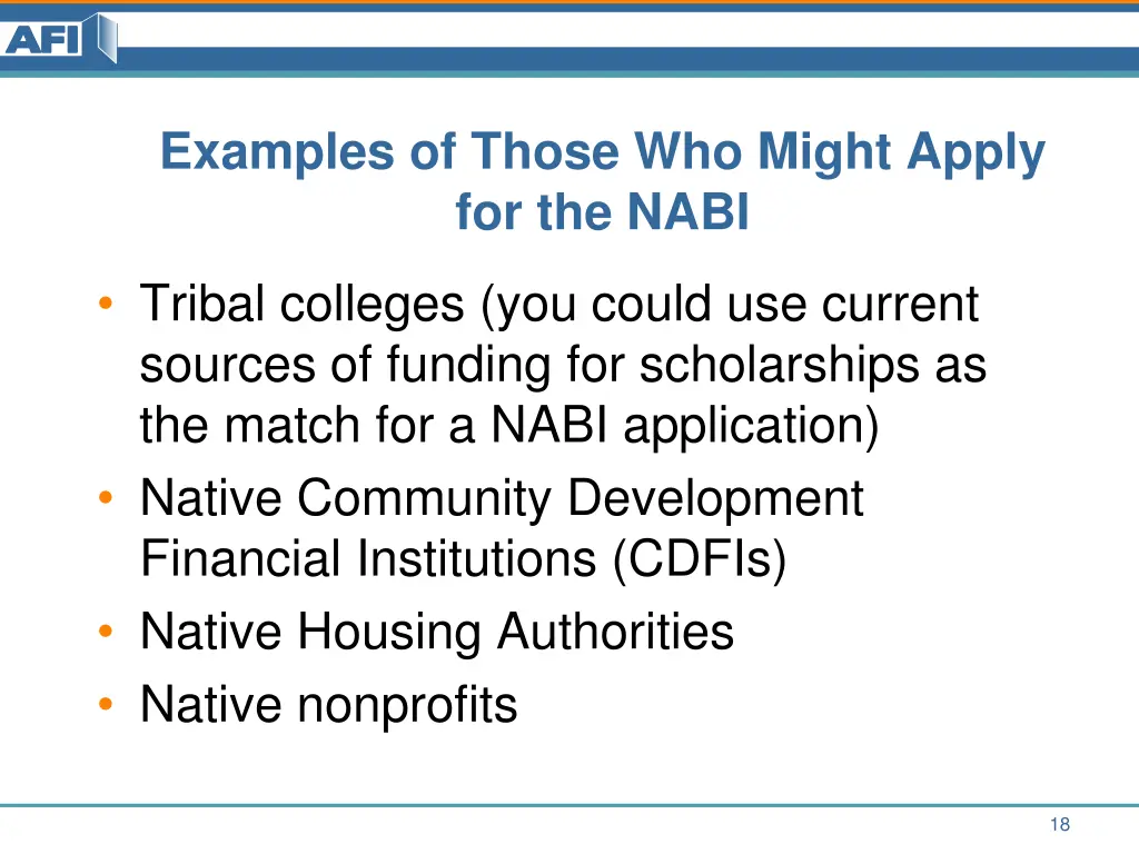examples of those who might apply for the nabi
