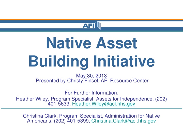 native asset building initiative may 30 2013