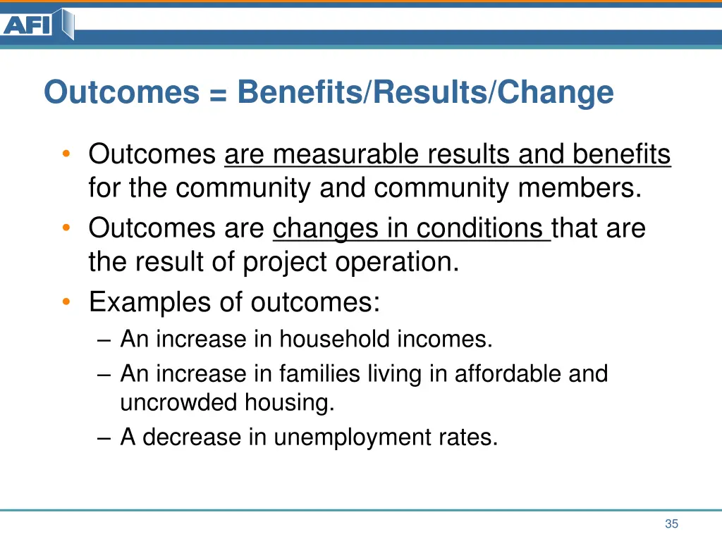 outcomes benefits results change