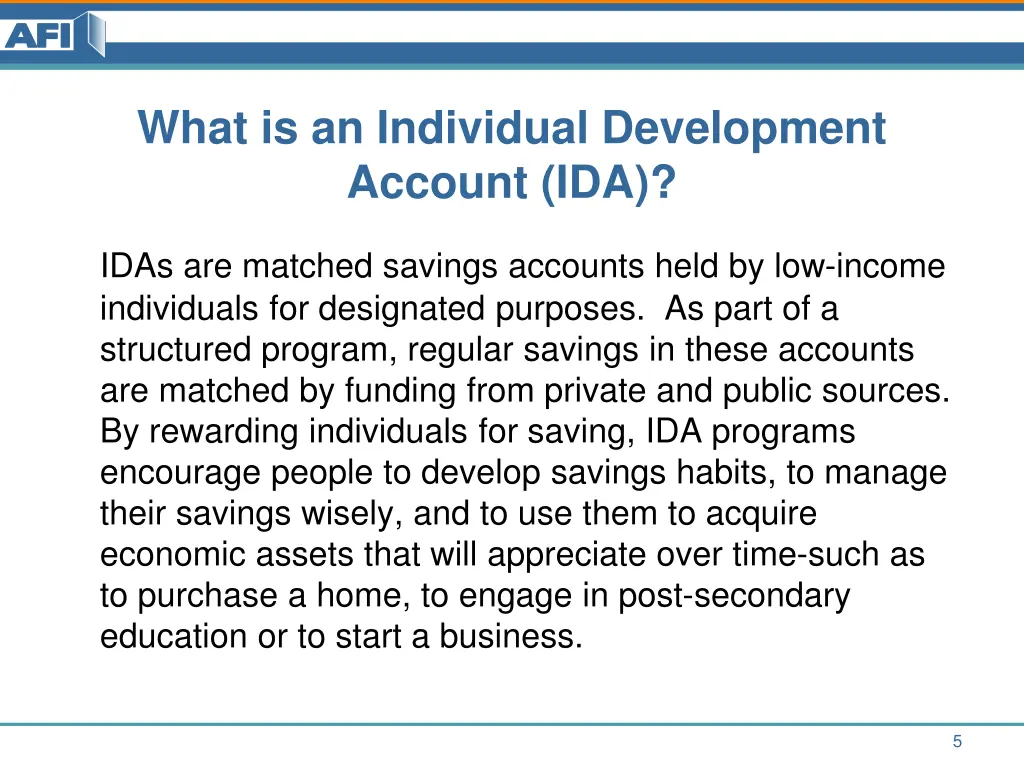 what is an individual development account ida