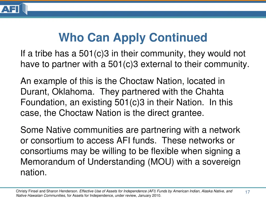 who can apply continued if a tribe