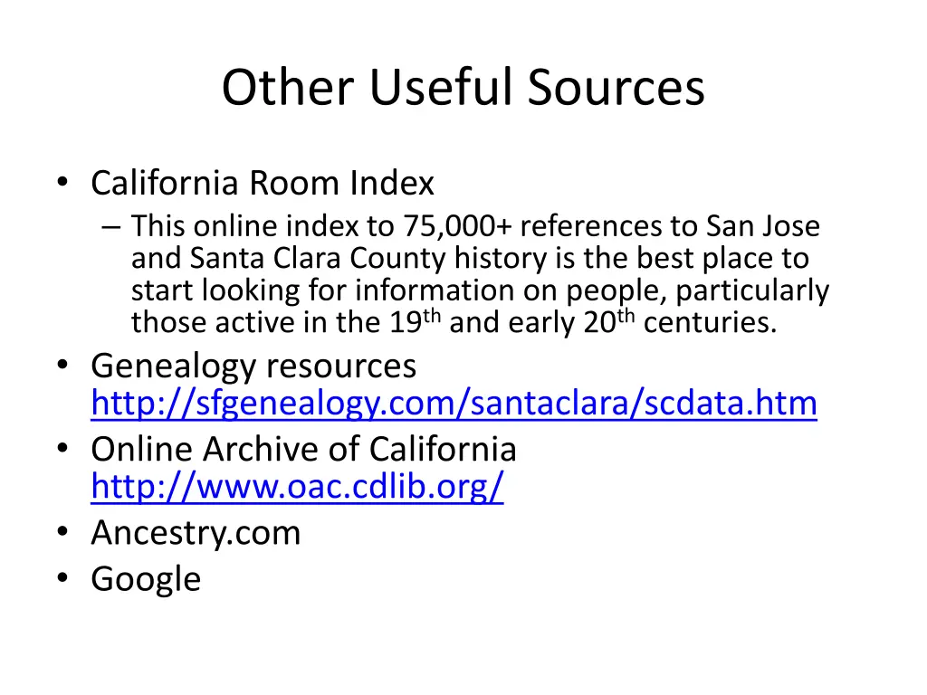 other useful sources