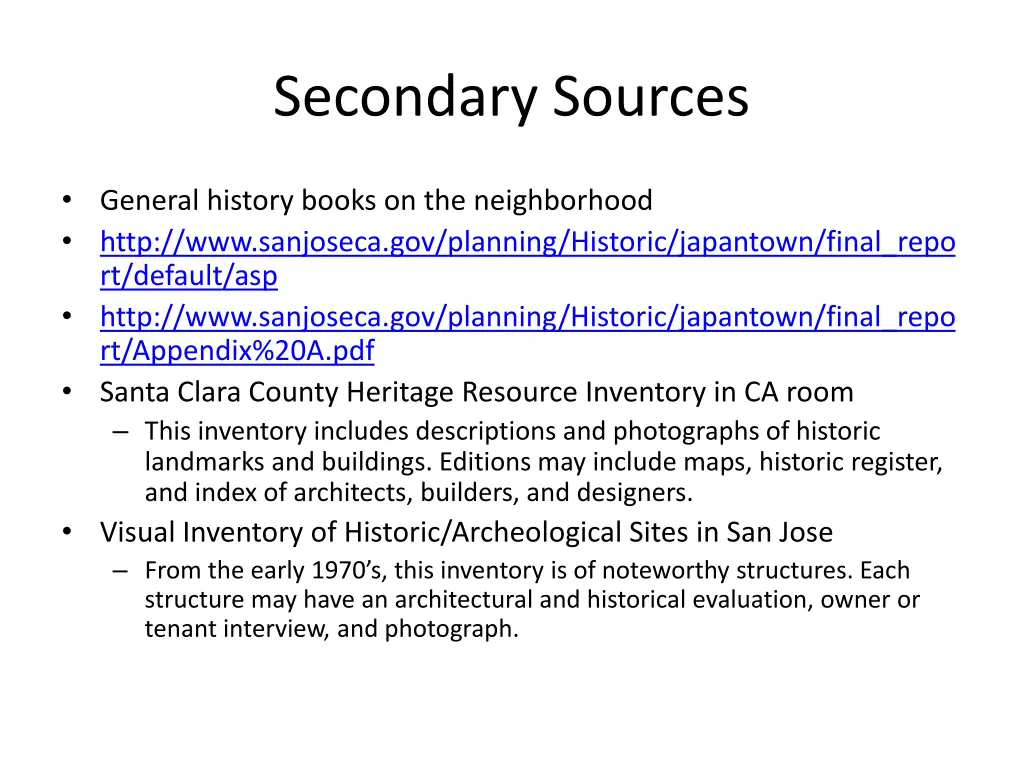 secondary sources