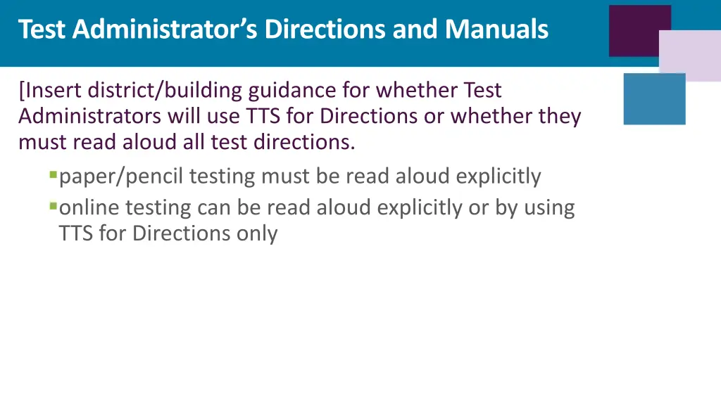 test administrator s directions and manuals