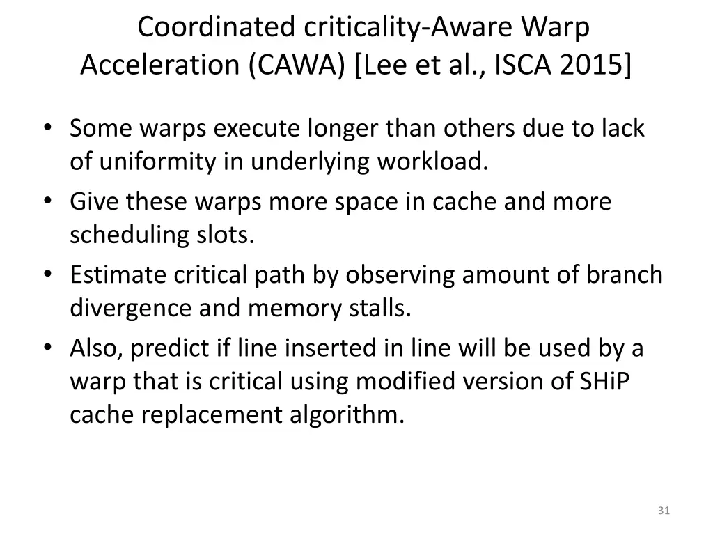 coordinated criticality aware warp acceleration