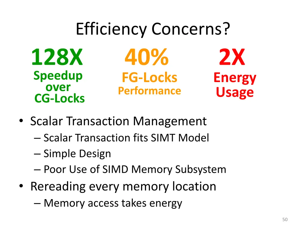 efficiency concerns 128x speedup over cg locks