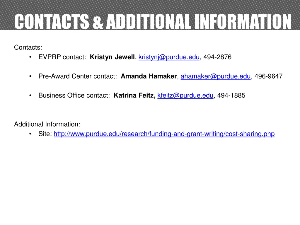 contacts additional information