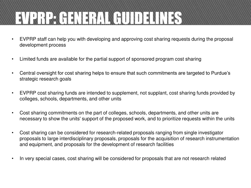 evprp general guidelines