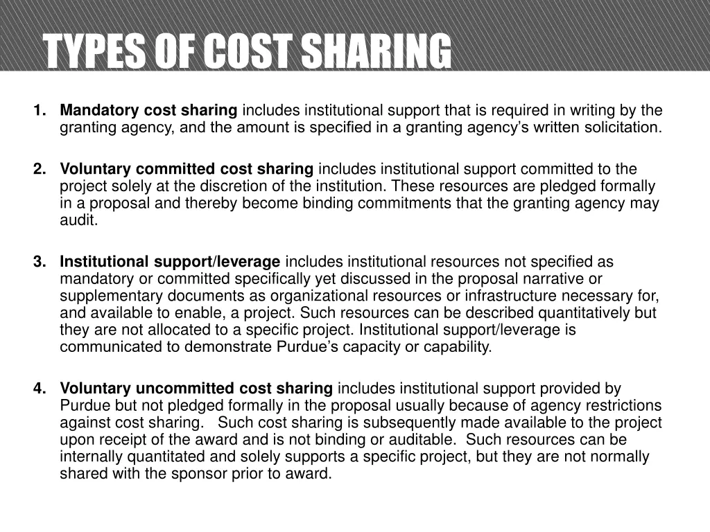 types of cost sharing
