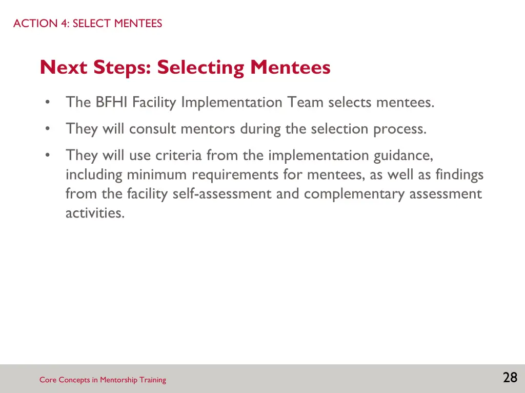 action 4 select mentees