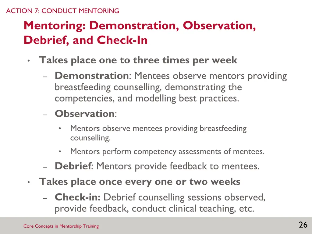 action 7 conduct mentoring mentoring